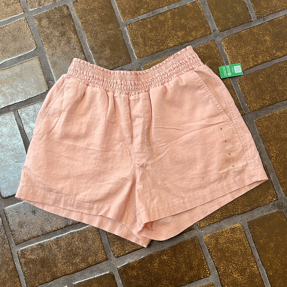 NWT Gap Chalk Pink Linen Blend Pull-On High Waist Paperbag Short